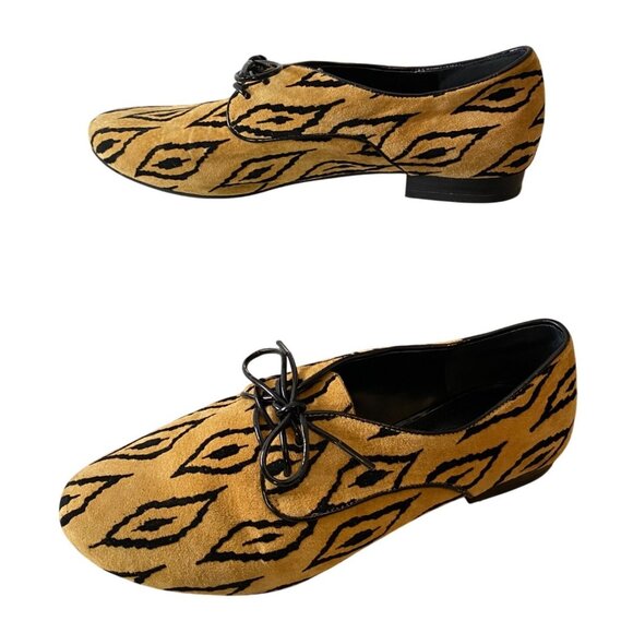 BCBG Generation Shoes Lace up Oxford Flats Black & Tan Print Size 7.5 - Picture 3 of 9